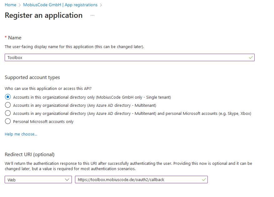 Register an application