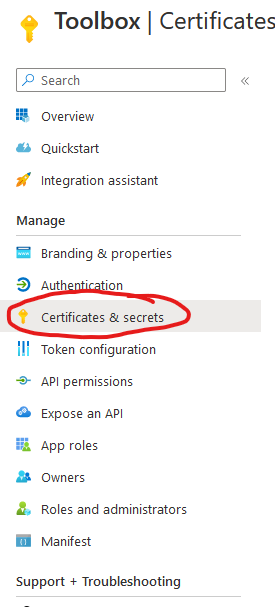Certificates & secrets